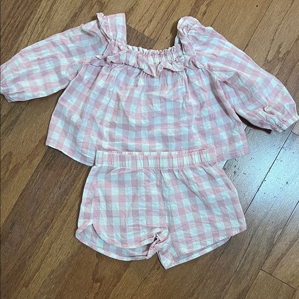 Pink and White Gingham Baby Outfit
